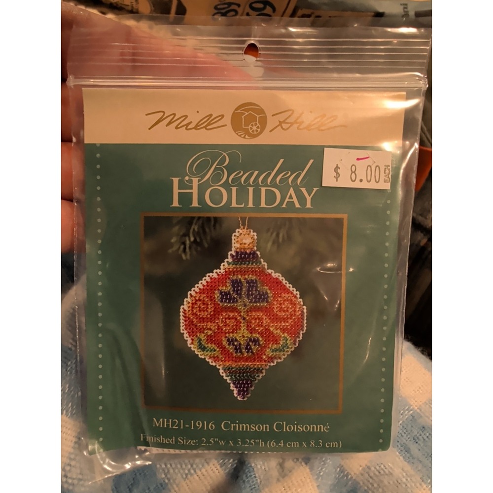 New Kit Mill Hill Glass Beaded Holiday MH21-1916 Crimson Cloisonne Ornament